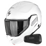 Casque Flip Up Scorpion Exo-Tech II Solid White + Kit Bluetooth Spirit