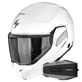 Casque Flip Up Scorpion Exo-Tech II Solid White + Kit Bluetooth Vortex HD Casque Flip Up Scorpion Exo-Tech II Solid White + Kit Bluetooth Vortex HD
