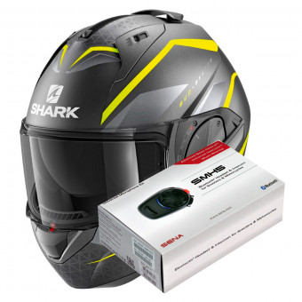 Flip Up Shark Evo-Es Yari Mat AYS + Kit Bluetooth SMH5 Solo