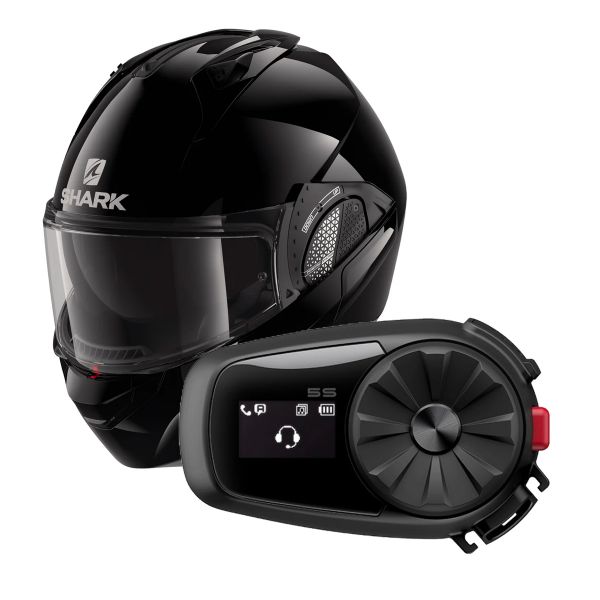 Flip Up Shark EVO GT Blank BLK + Kit Bluetooth 5S