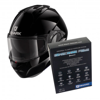 Flip Up Shark EVO GT Blank BLK + Kit Bluetooth Sharktooth Prime