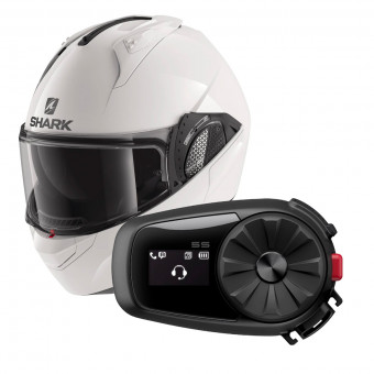 Flip Up Shark EVO GT Blank WHU + Kit Bluetooth 5S