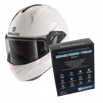 Flip Up Shark EVO GT Blank WHU + Kit Bluetooth Sharktooth Prime