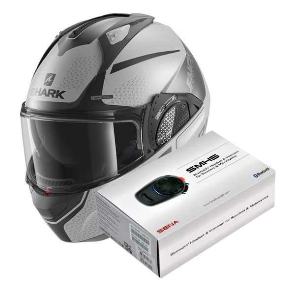 Pack Helmet + Intercom Systems : Shark EVO GT Encke Mat SAK + Bluetooth Kit  SMH5 Solo | iCasque.co.uk