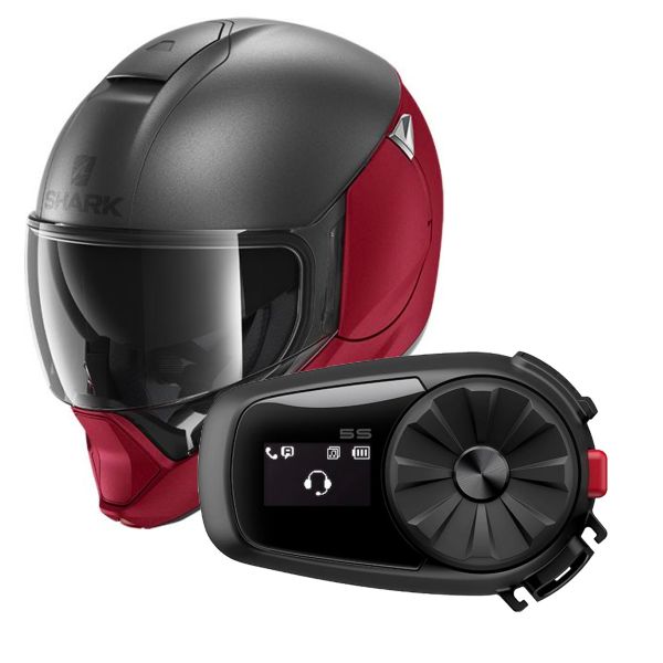 Flip Up Shark Evojet Dual Blank Mat RAR + Kit Bluetooth 5S Solo