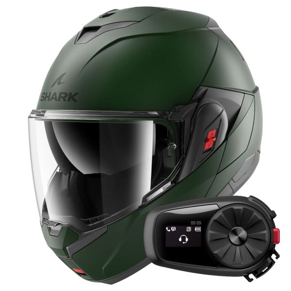 Flip Up Shark Oxo Blank Mat G02 + Kit Bluetooth 5S Solo