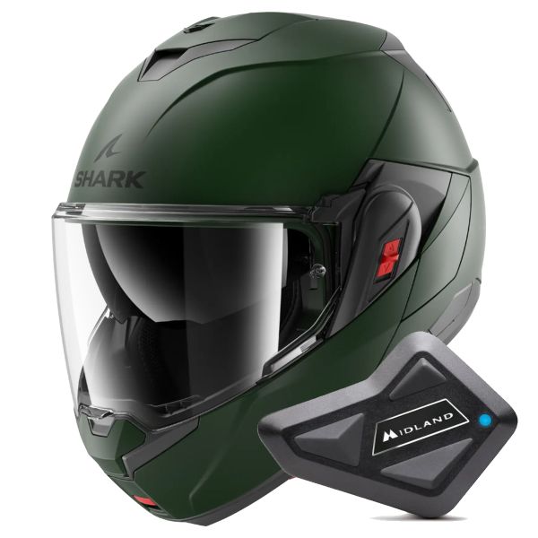 Flip Up Shark Oxo Blank Mat G02 + Kit Bluetooth BT Mini