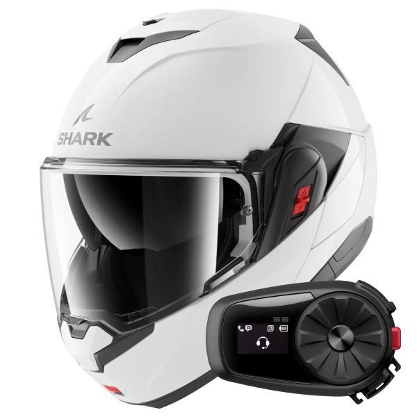 Flip Up Shark Oxo Blank W05 + Kit Bluetooth 5S Solo Flip Up Shark Oxo Blank W05 + Kit Bluetooth 5S Solo