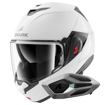 Flip Up Shark Oxo Blank W05 + Kit Bluetooth Sena for Shark Mesh Solo