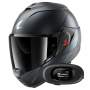 Casque Flip Up Shark Oxo Dark Shadow Mat B16 + Kit bluetooth 5R Lite Solo