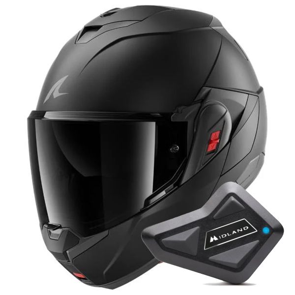 Flip Up Shark Oxo Dark Shadow Mat KMA + Kit Bluetooth BT Mini Flip Up Shark Oxo Dark Shadow Mat KMA + Kit Bluetooth BT Mini