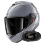 Casque Flip Up Shark Oxo Dark Shadow S05 + Kit bluetooth 5R Lite Solo
