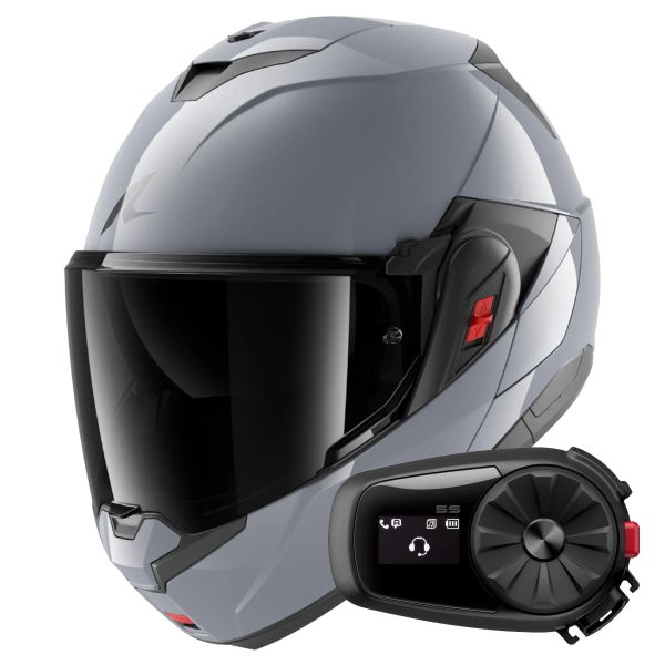 Flip Up Shark Oxo Dark Shadow S05 + Kit Bluetooth 5S Solo Flip Up Shark Oxo Dark Shadow S05 + Kit Bluetooth 5S Solo