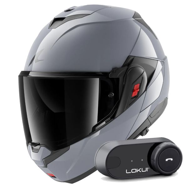 Flip Up Shark Oxo Dark Shadow S05 + Kit Bluetooth Lokui K30 Flip Up Shark Oxo Dark Shadow S05 + Kit Bluetooth Lokui K30