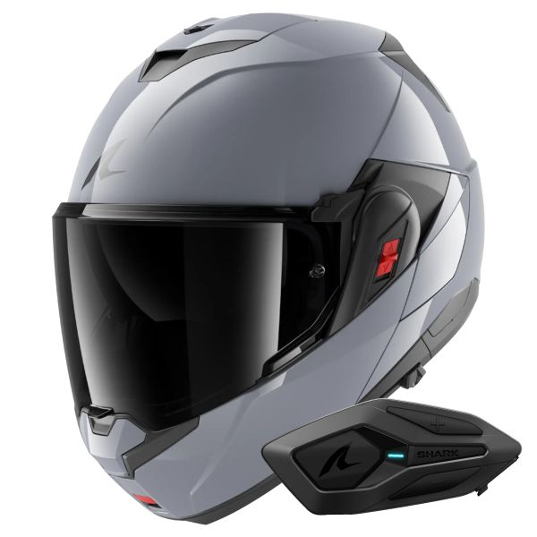 Flip Up Shark Oxo Dark Shadow S05 + Kit Bluetooth Sena for Shark