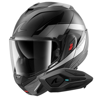 Casque Flip Up Shark Oxo Mekarium Mat AUK + Kit Bluetooth Sena for Shark Solo Casque Flip Up Shark Oxo Mekarium Mat AUK + Kit Bluetooth Sena for Shark Solo