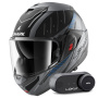 Casque Flip Up Shark Oxo Rydger Mat ABK + Kit Bluetooth Lokui K30