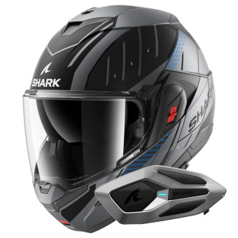 Casque Flip Up Shark Oxo Rydger Mat ABK + Kit Bluetooth Sena for Shark Mesh Solo Casque Flip Up Shark Oxo Rydger Mat ABK + Kit Bluetooth Sena for Shark Mesh Solo