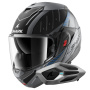 Casque Flip Up Shark Oxo Rydger Mat ABK + Kit Bluetooth Sena for Shark Mesh Solo