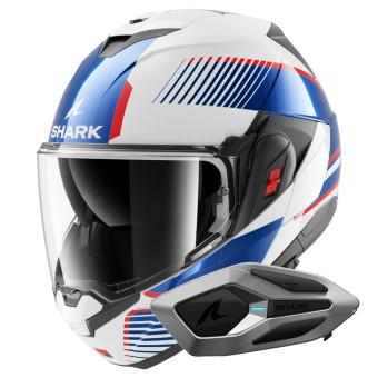 Casque Flip Up Shark Oxo Sikter WUB + Kit Bluetooth Sena for Shark Mesh Solo