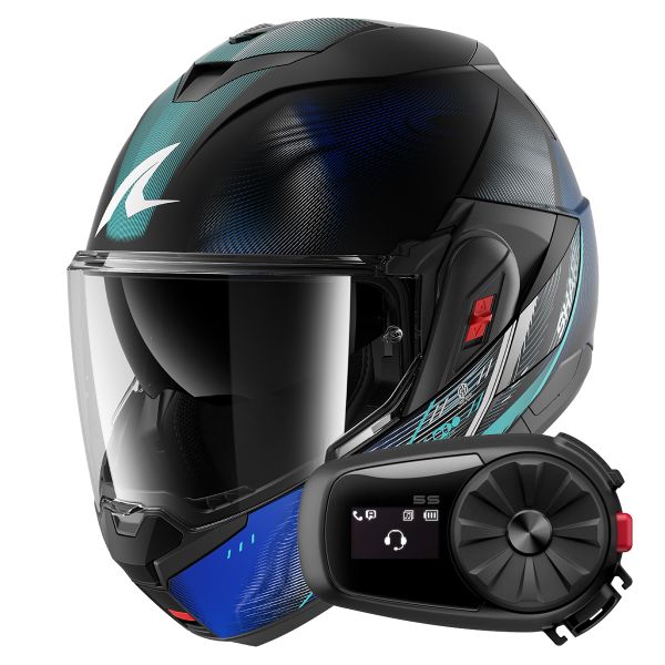Flip Up Shark Oxo Speed-Tech KBW + Kit Bluetooth 5S Solo