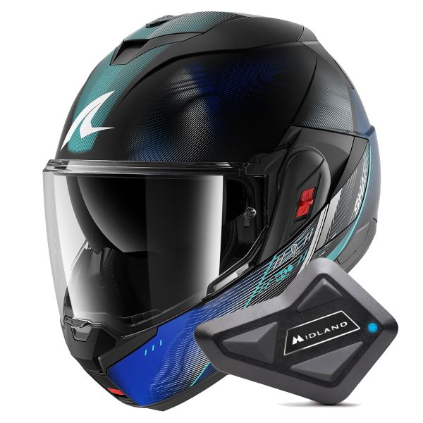 Flip Up Shark Oxo Speed-Tech KBW + Kit Bluetooth BT Mini