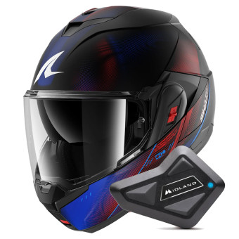 Casque Flip Up Shark Oxo Speed-Tech Mat KBR + Kit Bluetooth BT Mini Casque Flip Up Shark Oxo Speed-Tech Mat KBR + Kit Bluetooth BT Mini