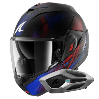 Casque Flip Up Shark Oxo Speed-Tech Mat KBR + Kit Bluetooth Sena for Shark Mesh Solo Casque Flip Up Shark Oxo Speed-Tech Mat KBR + Kit Bluetooth Sena for Shark Mesh Solo