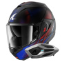 Casque Flip Up Shark Oxo Speed-Tech Mat KBR + Kit Bluetooth Sena for Shark Mesh Solo