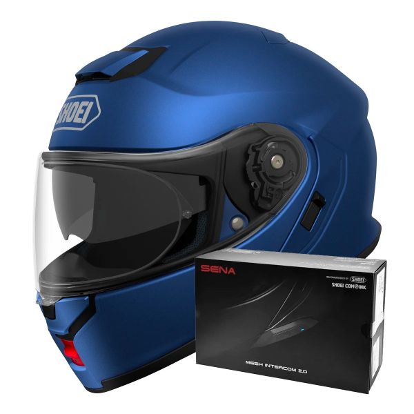 Flip Up Shoei Neotec 3 Matt Blue Metal + Intercom Sena SRL-03 Flip Up Shoei Neotec 3 Matt Blue Metal + Intercom Sena SRL-03