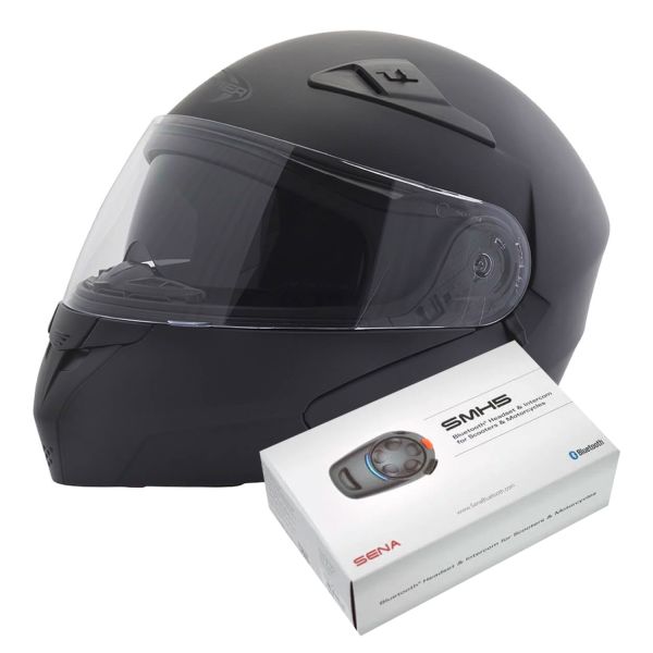 Flip Up Stormer Turn Matt Black + Kit Bluetooth SMH5 Solo