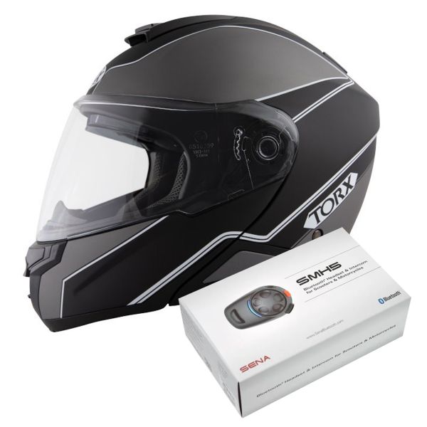 Flip Up Torx Neil 2 Trip Black + Kit Bluetooth SMH5 Solo