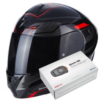 Flip Up Scorpion Exo 920 Shuttle Black Silver Red