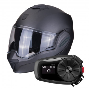 Flip Up Scorpion Exo Tech Anthracite + Kit Bluetooth Sena 5S Solo