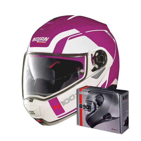 Flip Up Nolan N100 5 Consistency N-Com Fuchsia Kiss 25