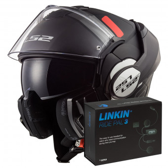 Flip Up LS2 Valiant Prox Matt Black Titanium FF399 + Linkin Ride Pal III