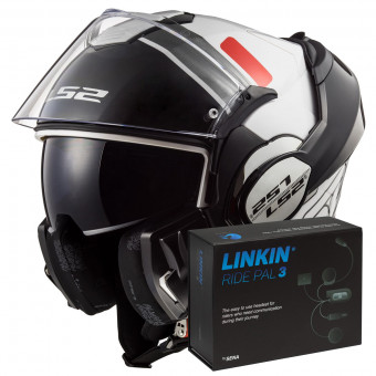 Casque Flip Up LS2 Valiant Prox White Red FF399 + Linkin Ride Pal III Casque Flip Up LS2 Valiant Prox White Red FF399 + Linkin Ride Pal III