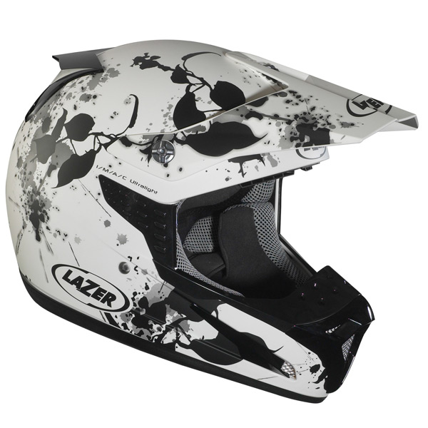 Motorcycle Helmet Lazer SMX Leaves White Black