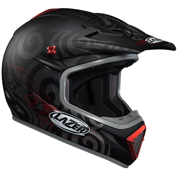 Motorcycle Helmet Lazer MX7 Hurricane Black Grey Red Mat