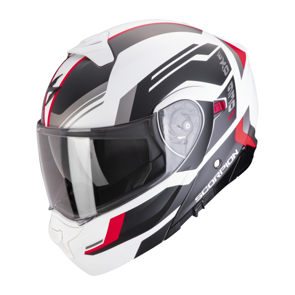Scorpion Exo 930 Evo Sikon Matt White Black Red + Kit Bluetooth Lokui K30