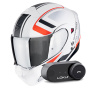 Casque Convertible Scorpion Exo 930 Evo Ardens Matt White Black Red + Kit Bluetooth Lokui K30