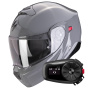 Casque Convertible Scorpion Exo 930 Evo Solid Cement Grey + Kit Bluetooth 5S Solo