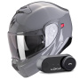 Casque Convertible Scorpion Exo 930 Evo Solid Cement Grey + Kit Bluetooth Lokui K30