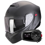 Casque Convertible Scorpion Exo 930 Evo Solid Matt Pearl Black + Kit Bluetooth 5S Solo