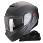 Casque Convertible Scorpion Exo 930 Evo Solid Matt Pearl Black + Exo-Com Link-1C Bluetooth Kit