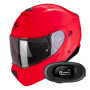 Casque Convertible Scorpion Exo 930 Evo Solid Neon Red + Kit bluetooth 5R Lite