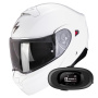Casque Convertible Scorpion Exo 930 Evo Solid White + Kit bluetooth 5R Lite