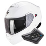Casque Convertible Scorpion Exo 930 Evo Solid White + Kit Bluetooth BT Mini