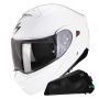 Casque Convertible Scorpion Exo 930 Evo Solid White + Exo-Com Link-1C Bluetooth Kit