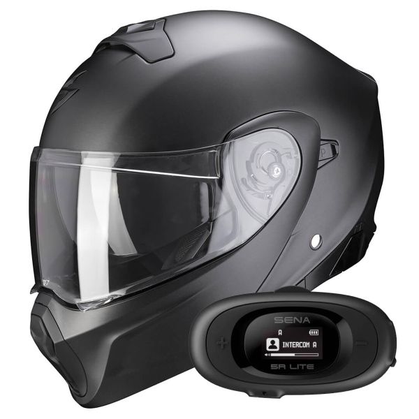 Convertible Scorpion Exo 930 Solid Matt Pearl Black + Kit bluetooth 5R Lite